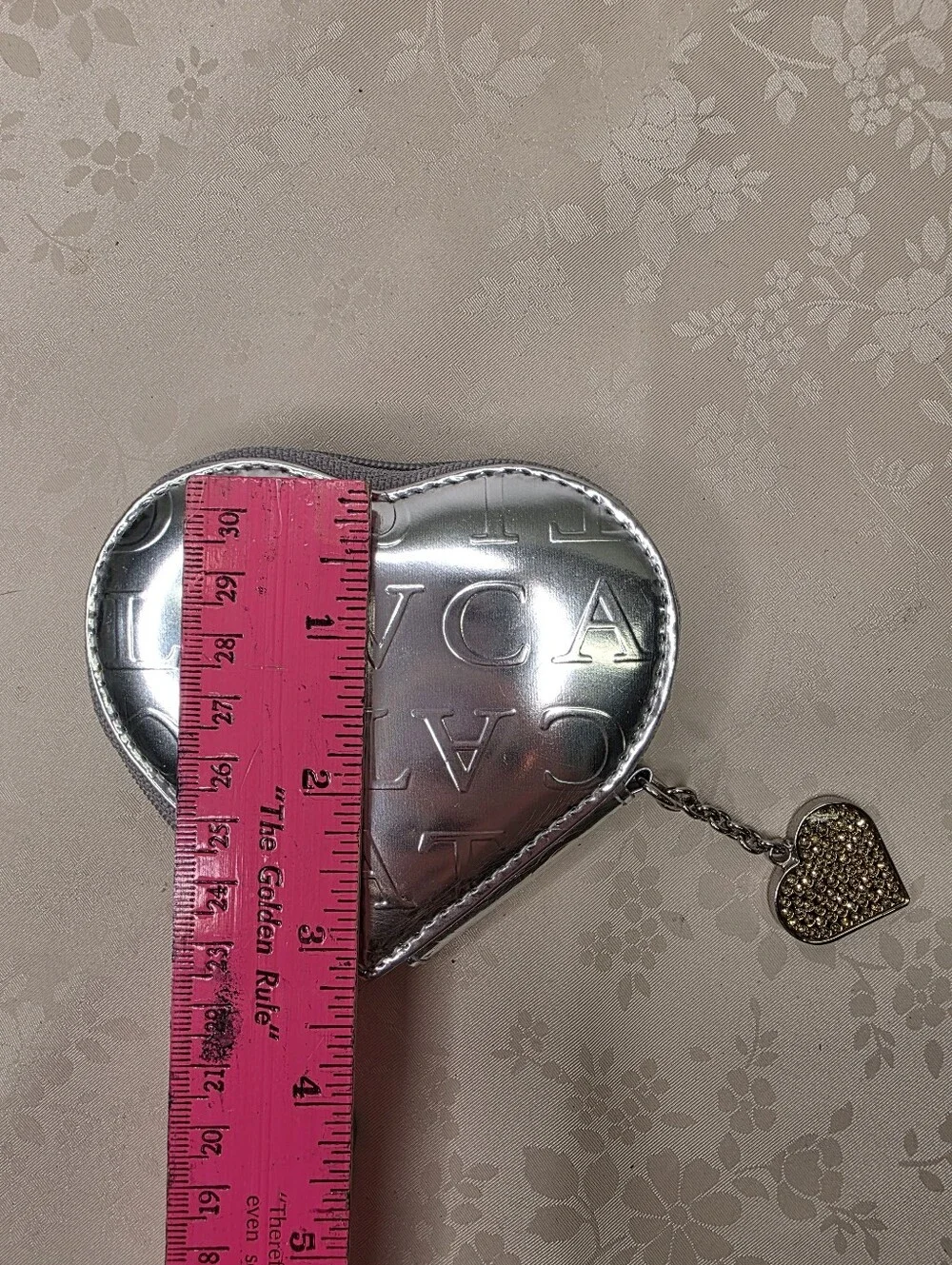 Lovcat Paris Valentine Ltd Silver Metallic Heart Coin Purse Wallet Y2K Coquette